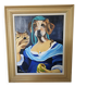 Tableau Huile sur toile Portrait femme chien signé Patricia Tatananni