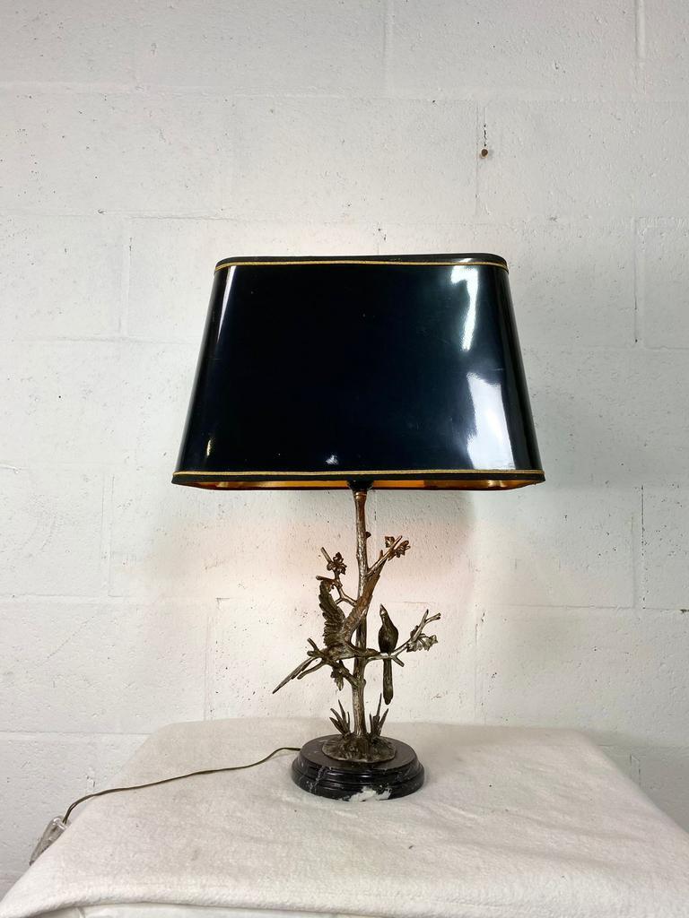 Vintage table lamp S Agudo, marble & silver metal