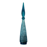 Carafe verre Empoli turquoise années 60
