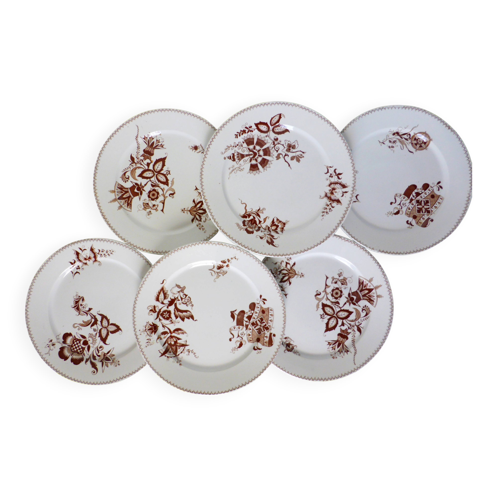Set of 6 vintage dinner plates from Sarreguemines, Danish model 210412.
