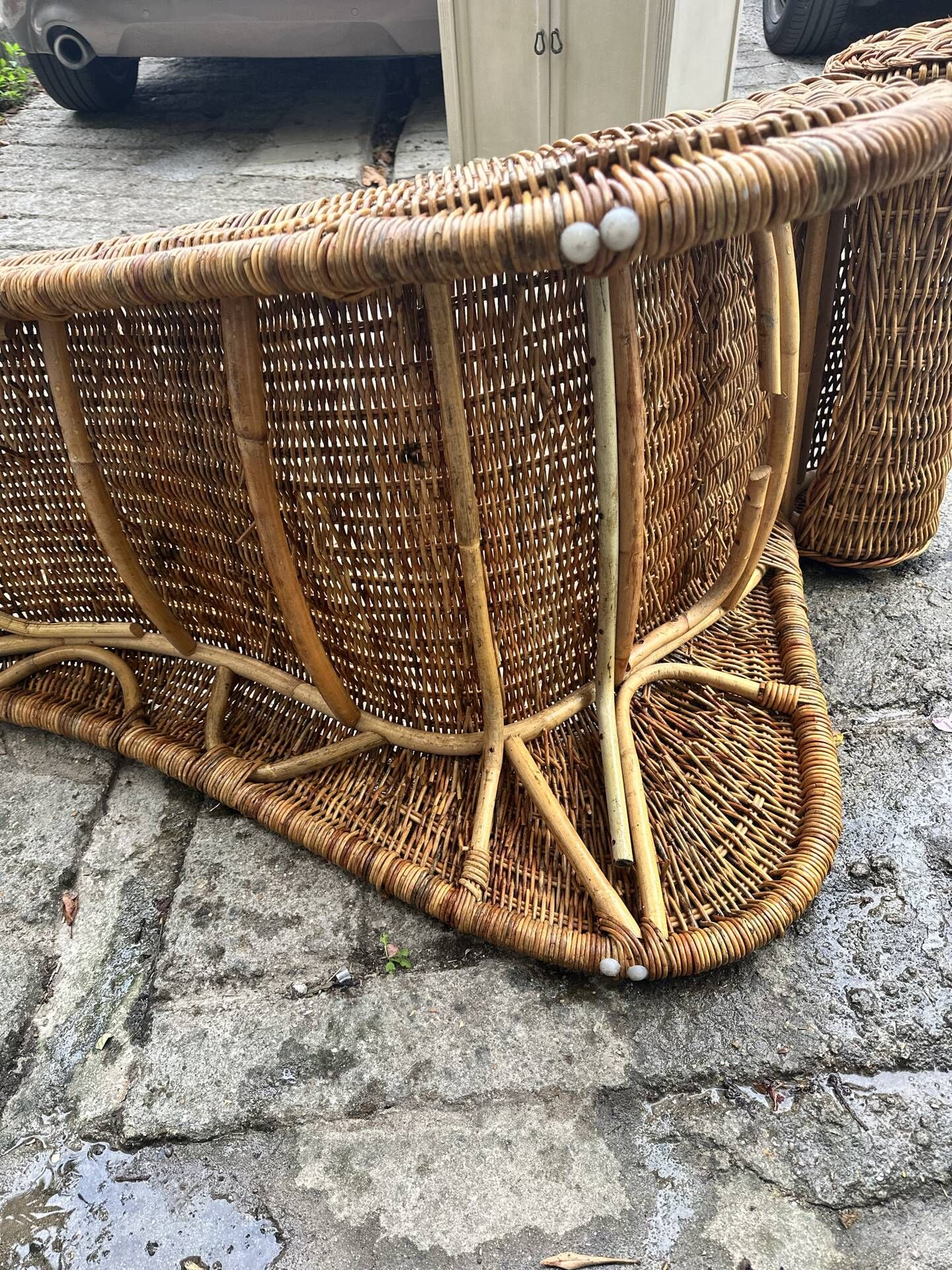 Vintage rattan deckchair
