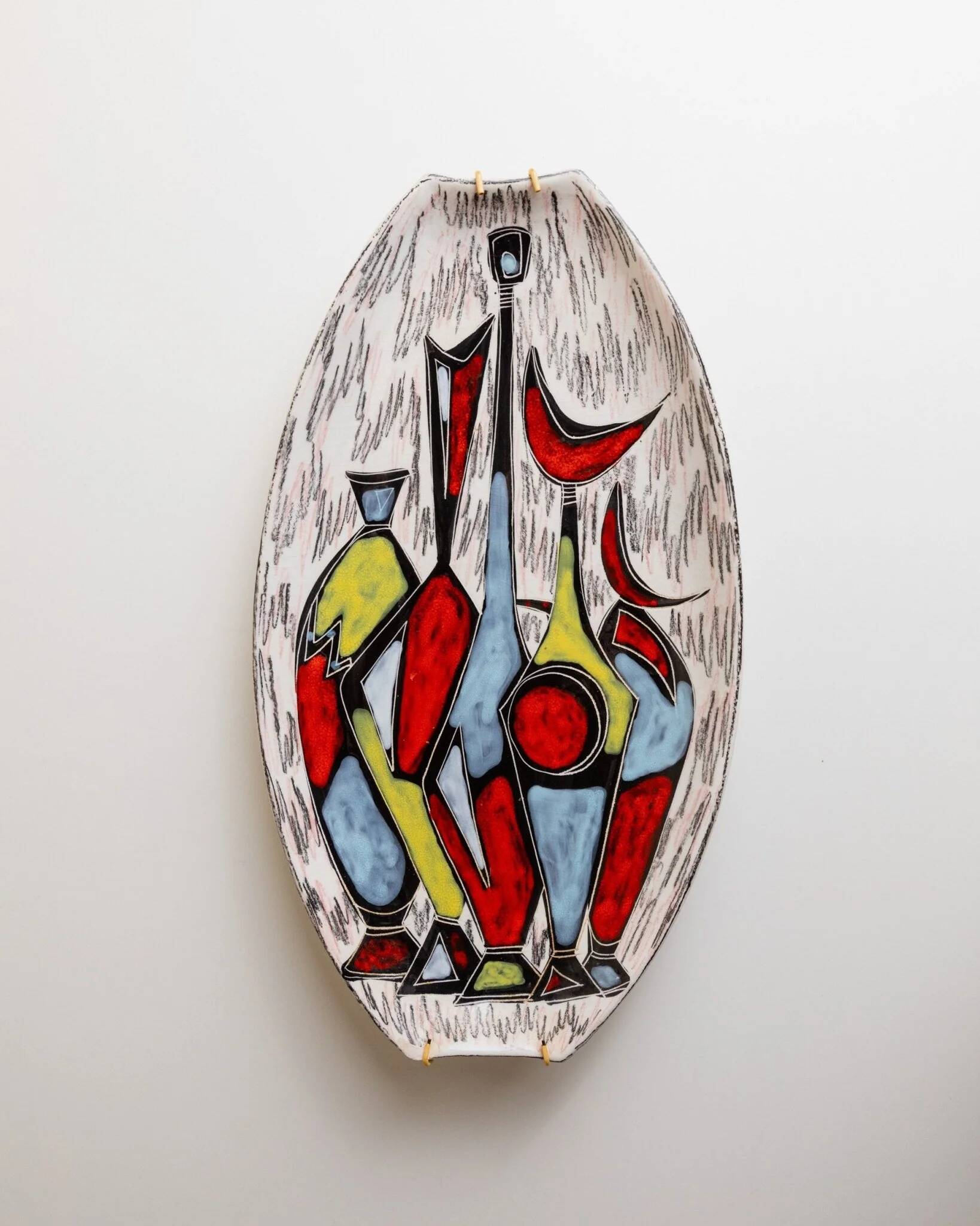 Multicolor Hand-Painted Ceramic Wall Plate, Vintage Studio, Italian 1970s Mid-Century Design
