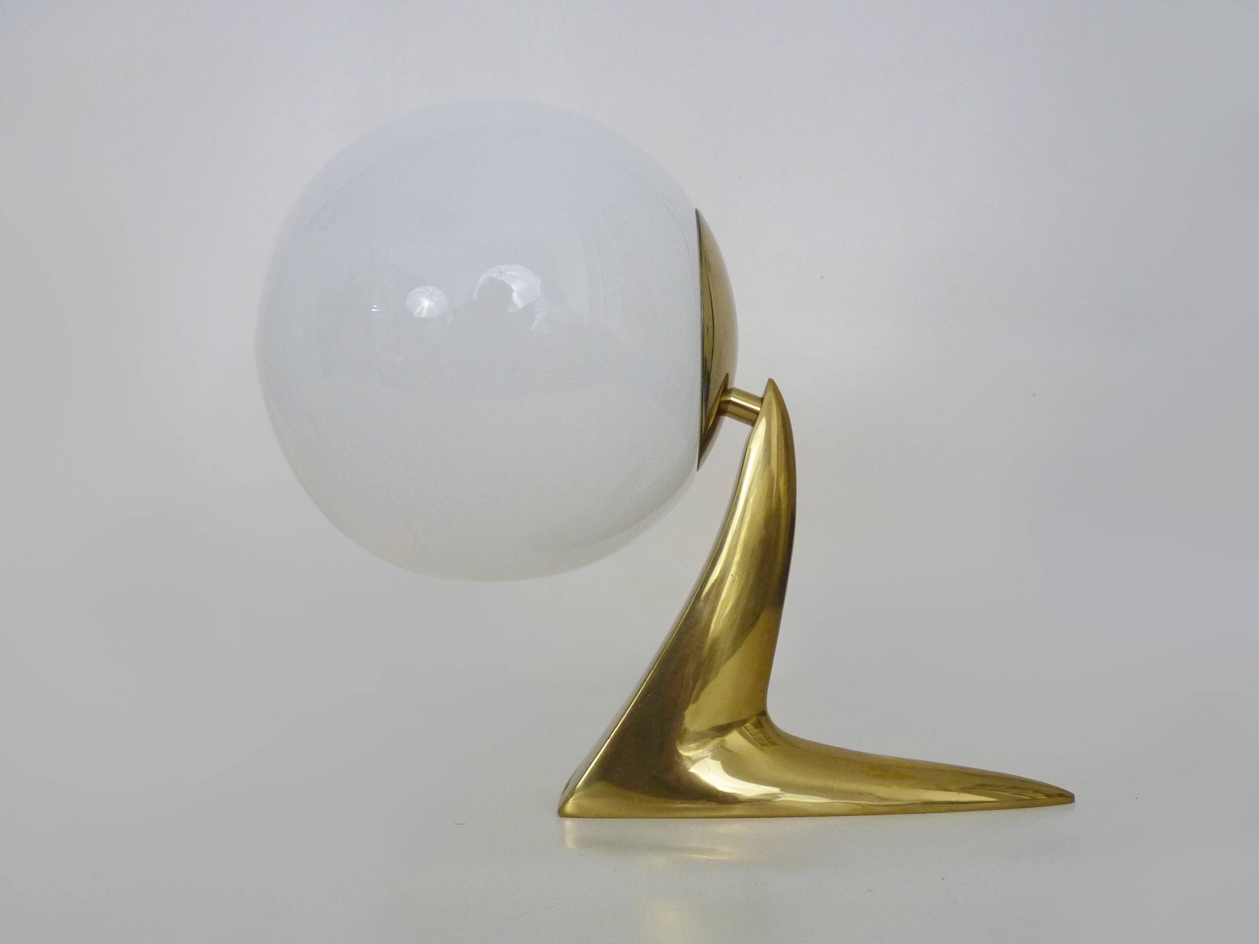 Pair of designer wall sconces in brass and opaline 1980s