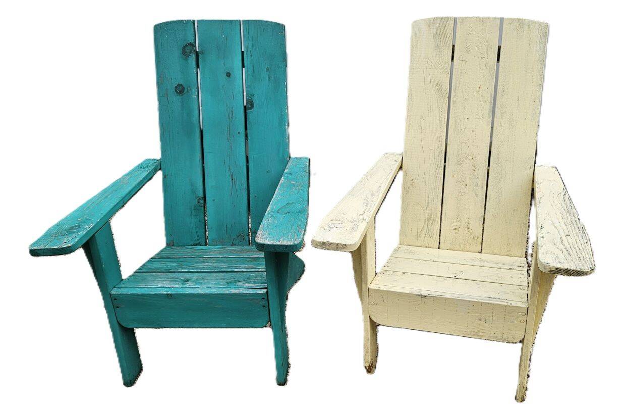 Pair of antique painted wooden garden chairs