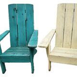 Pair of antique painted wooden garden chairs