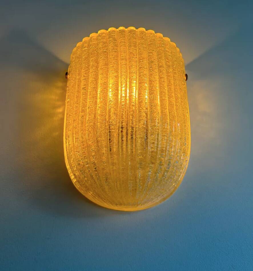 Pair of vintage murano wall lights, zonca italy 1970