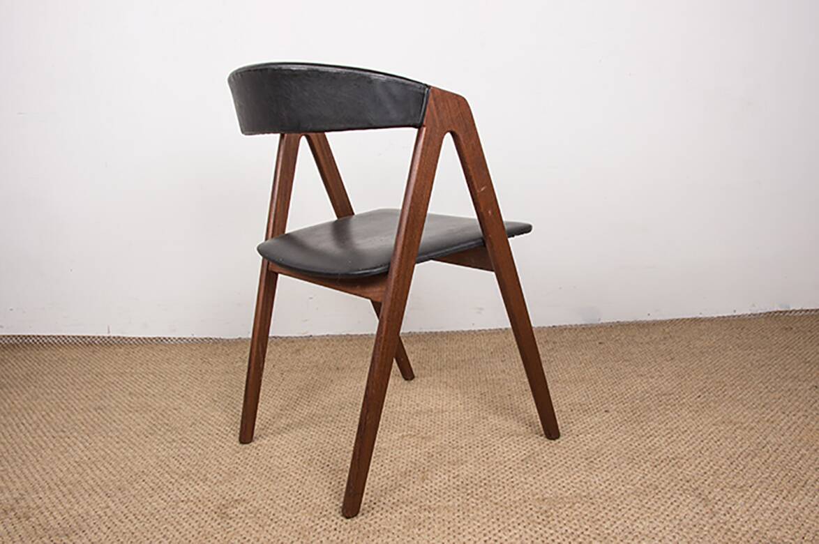 4 Danish chairs in Afromosia and skai model 205 by Thomas Harlev
