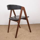 4 Danish chairs in Afromosia and skai model 205 by Thomas Harlev