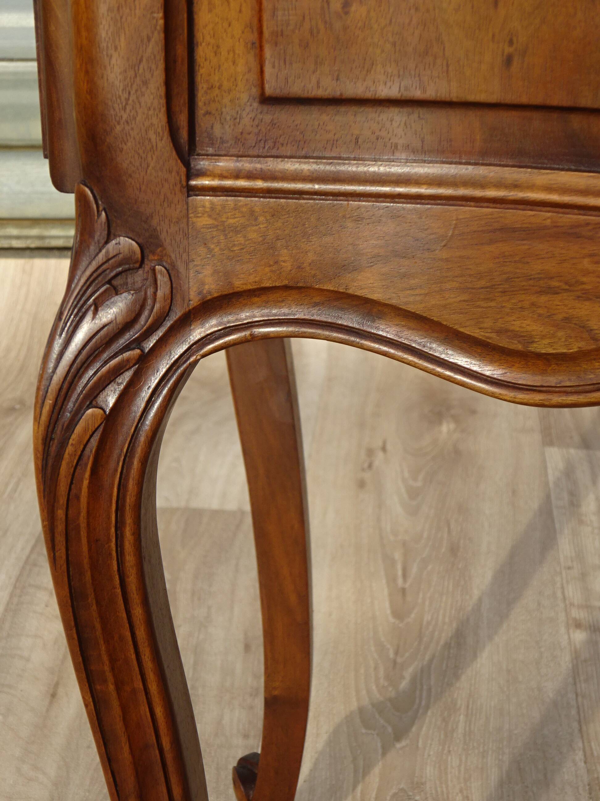 Louis XV bedside table in solid walnut