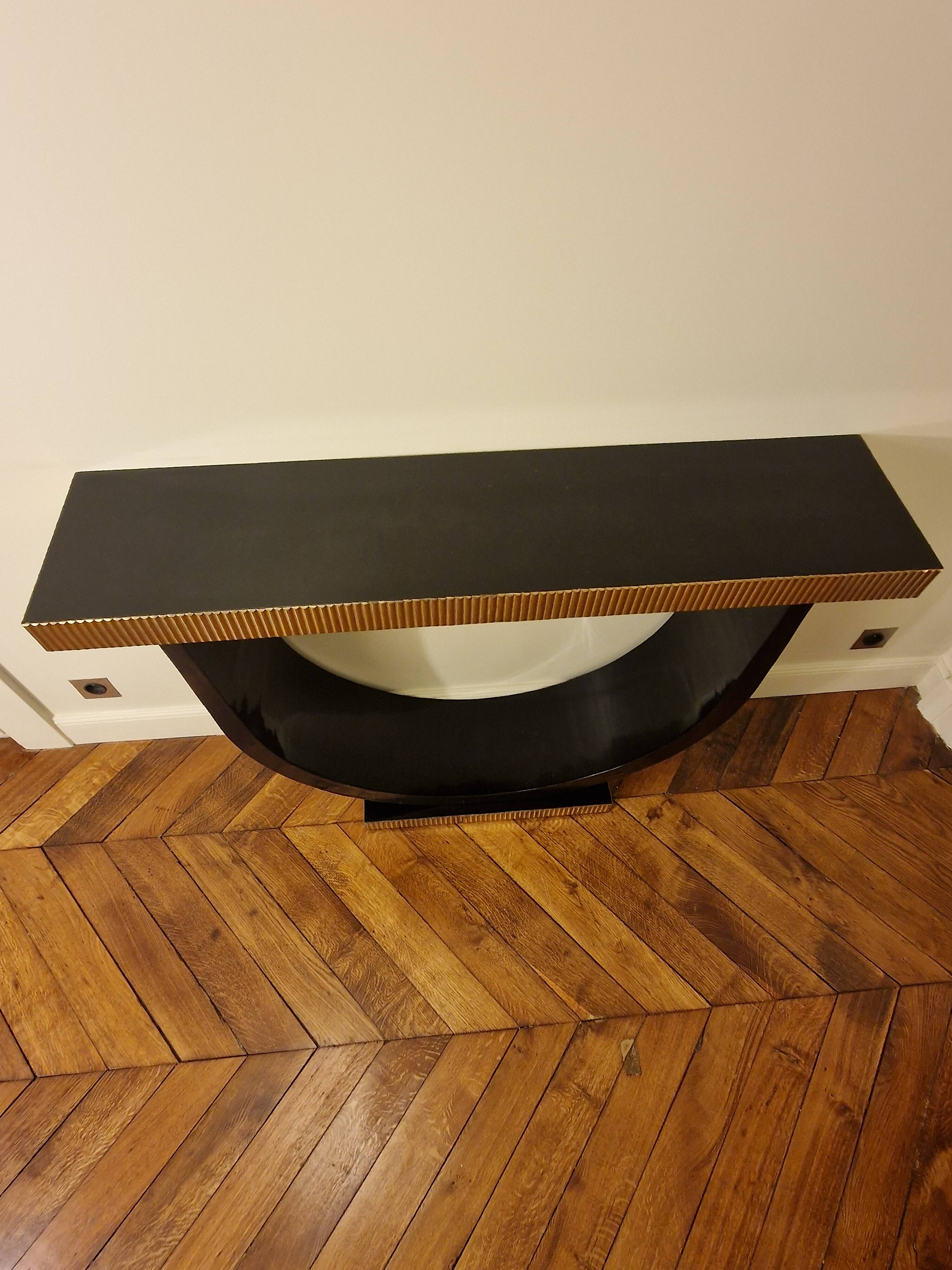 Art Deco console in black lacquered wood