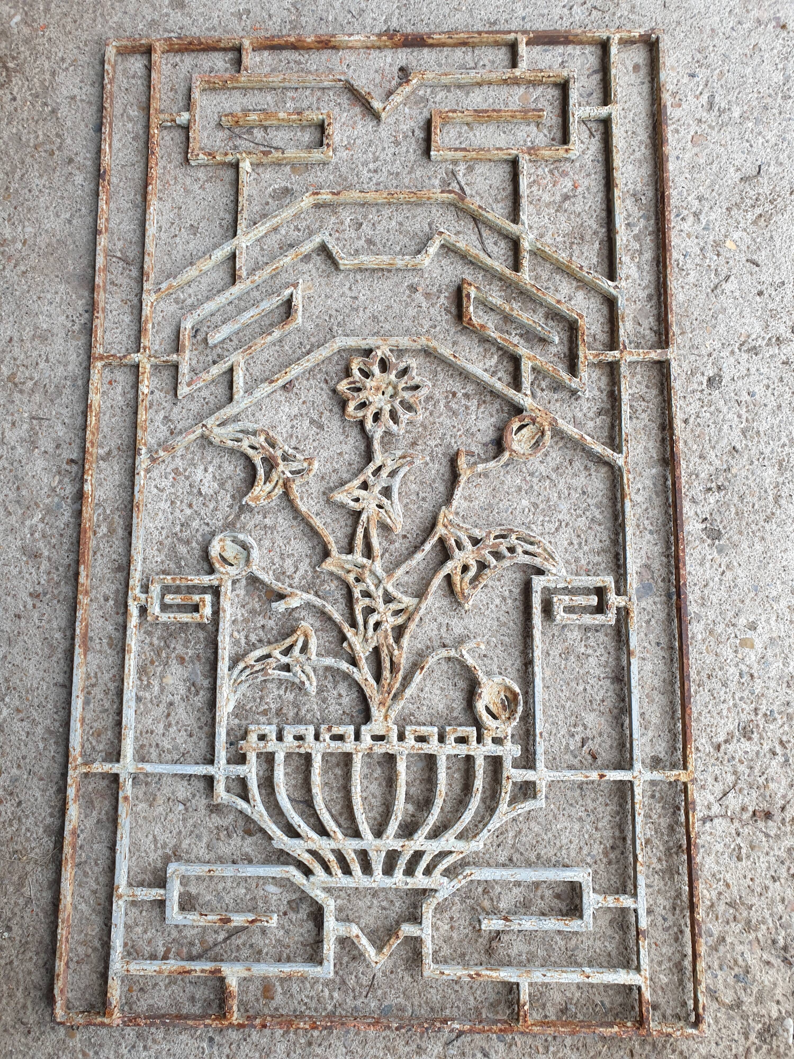 Art deco cast iron door grille