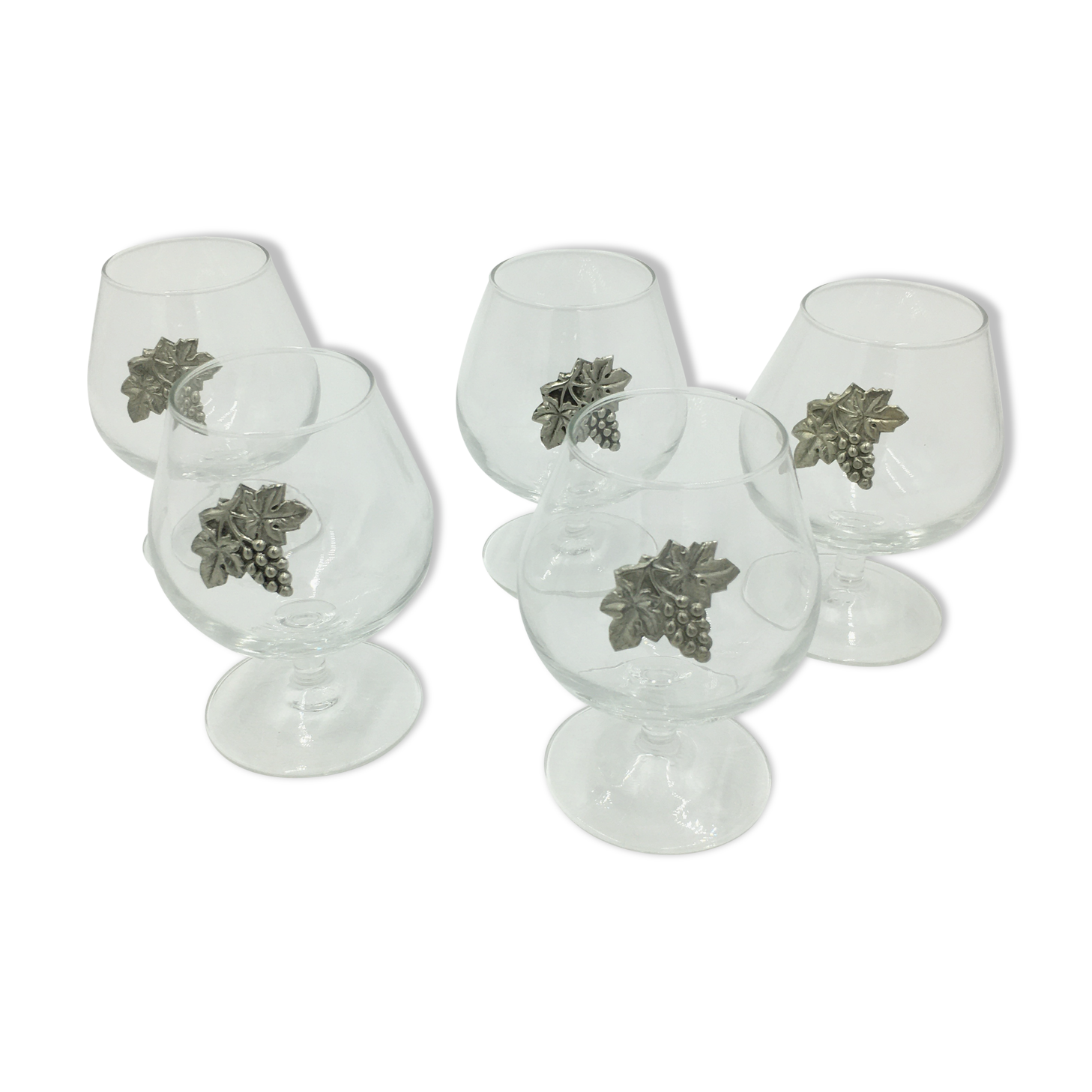 Lot of 5 glasses of cognac