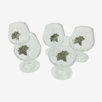 Lot de 5 verres à cognac