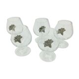 Lot of 5 glasses of cognac