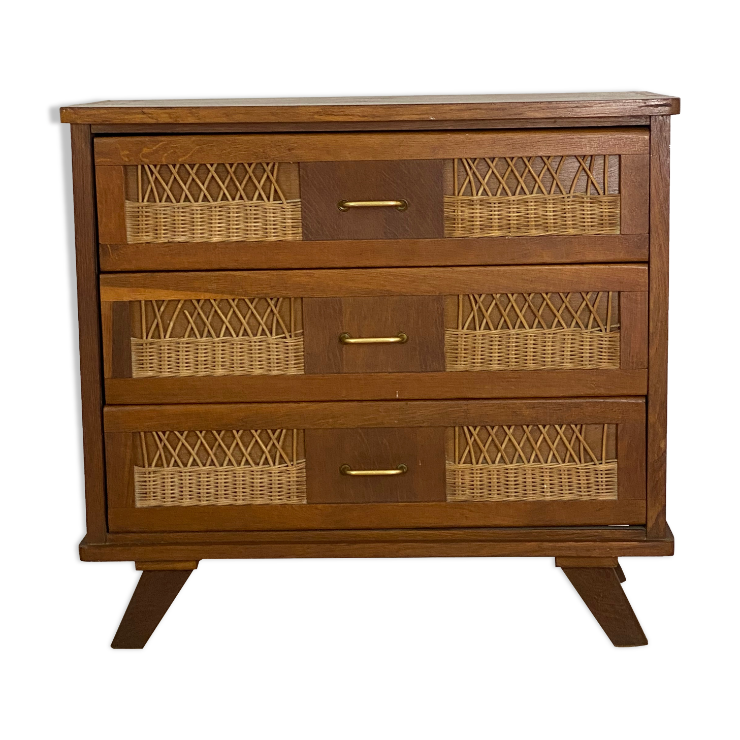 Vintage dresser rattan compass feet