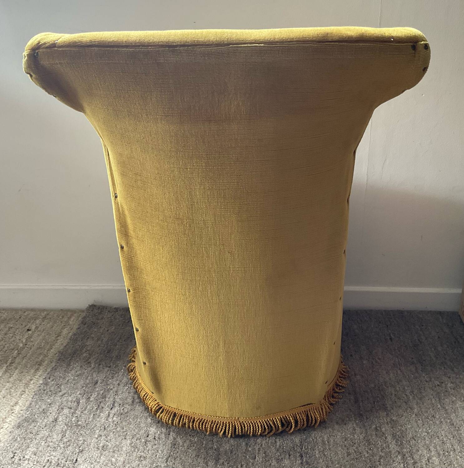 Vintage children's armchair in green velvet