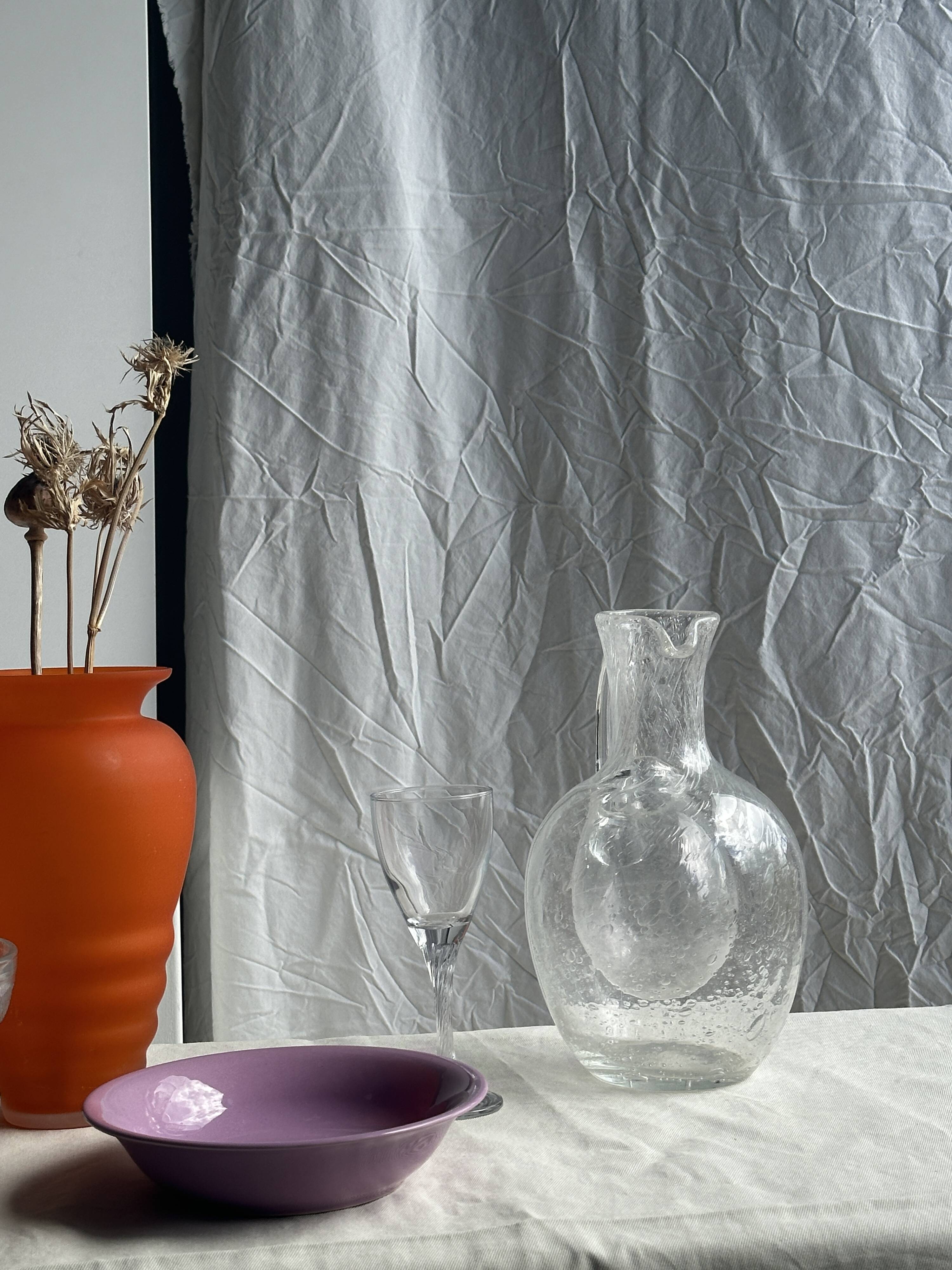 Large blown glass carafe with ice cube compartment Biot