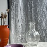 Large blown glass carafe with ice cube compartment Biot