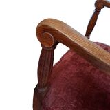 Elegante Coppia di Poltrone Vintage Anni '60 in Rovere e Velluto Damascato