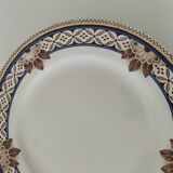 Dish on pedestal Creil & Montereau Mauresque blue brown