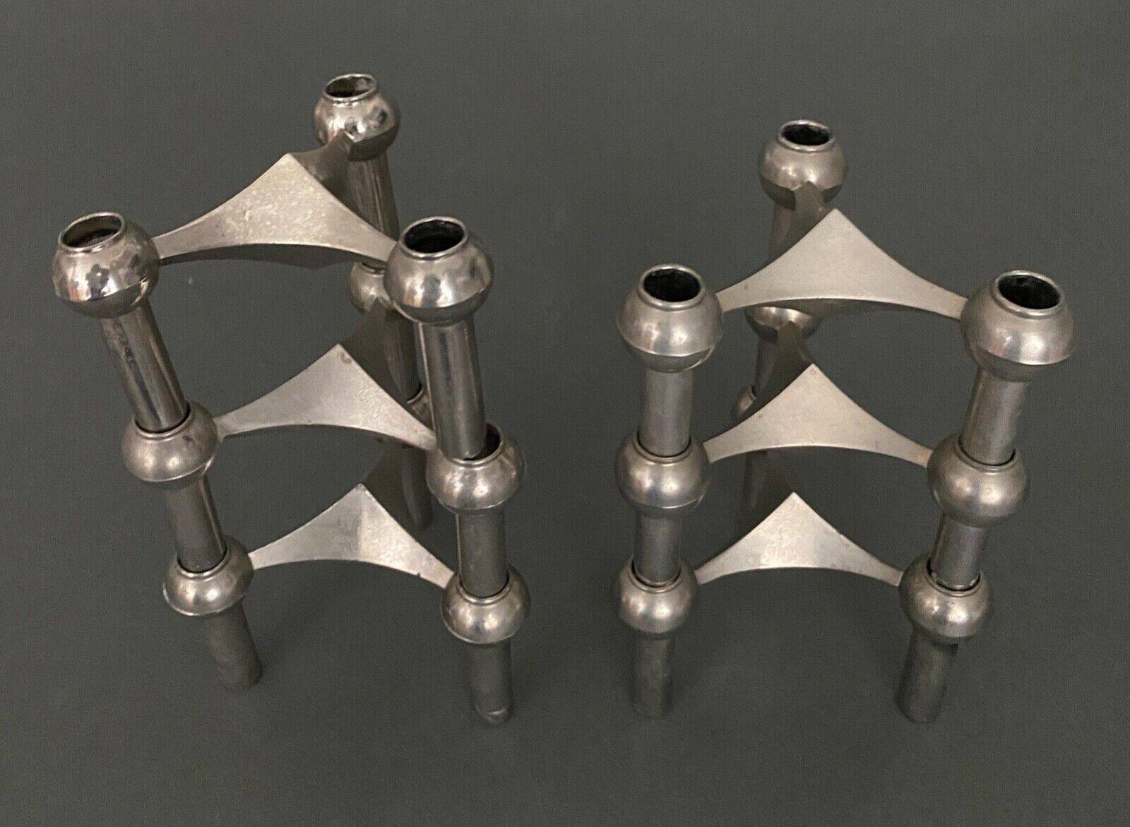 6 stackable metal candle holders by Nagel Konzept Fritz 1970