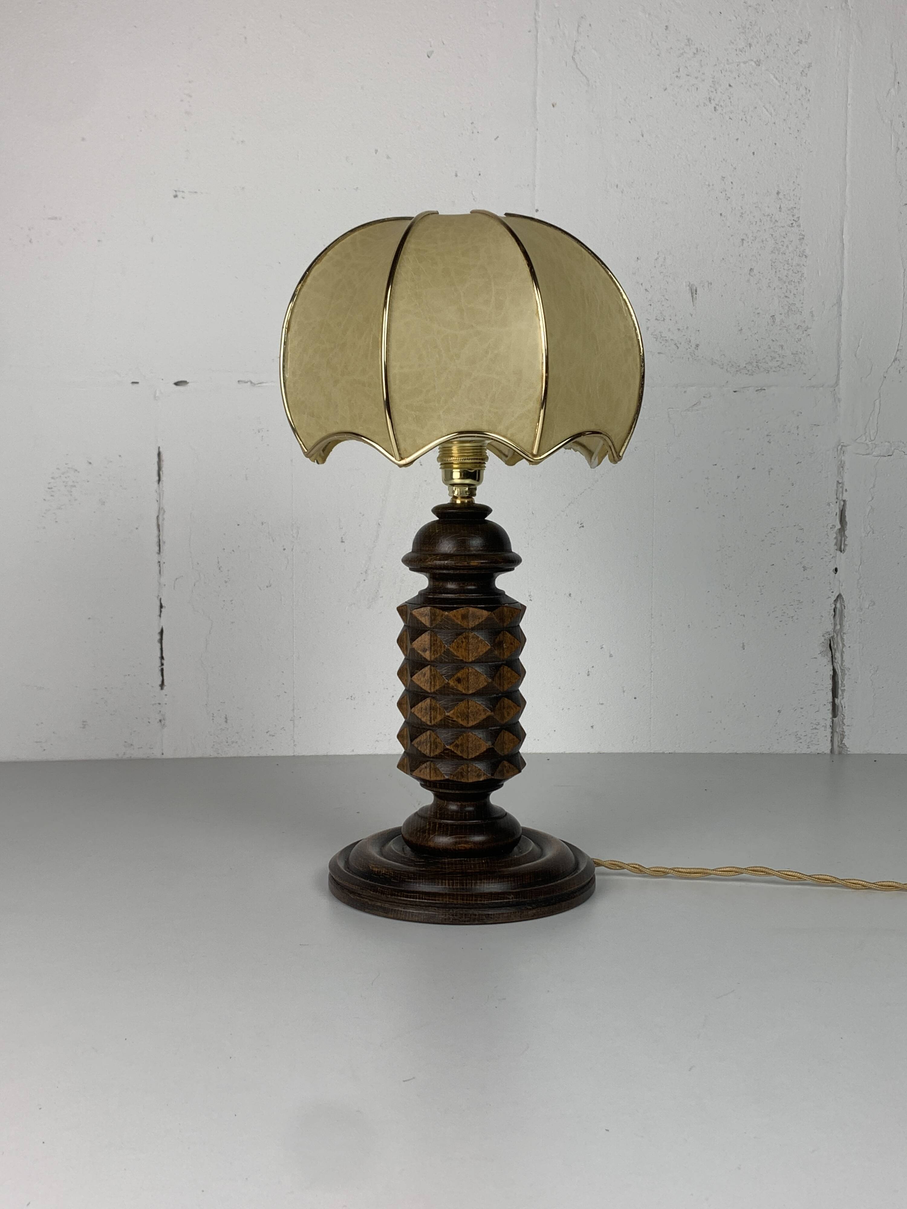 Wood Turned Mushroom Cocoon Table Lamp in the style of Charles Dudouyt