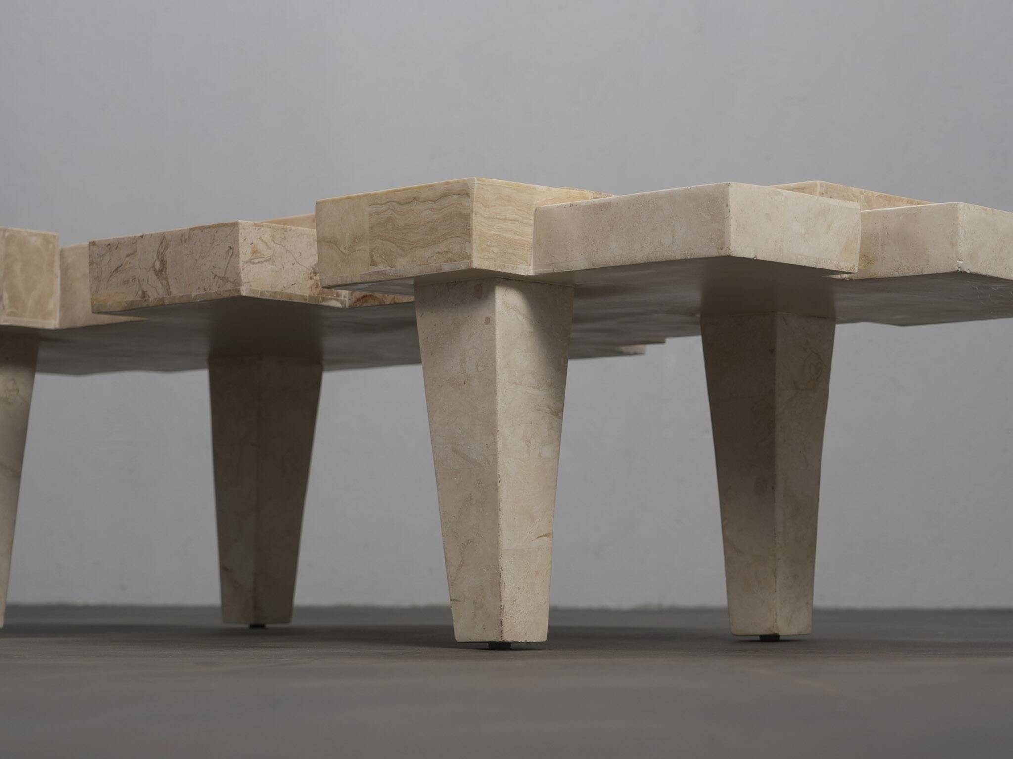 Rare architectural travertine coffee table, Belgium, 1970s