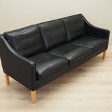 Canapé en cuir noir, design danois, années 1970, fabrication : Hurup Møbelfabrik