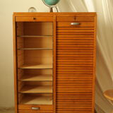 Radia vintage oak double curtain binder cabinet