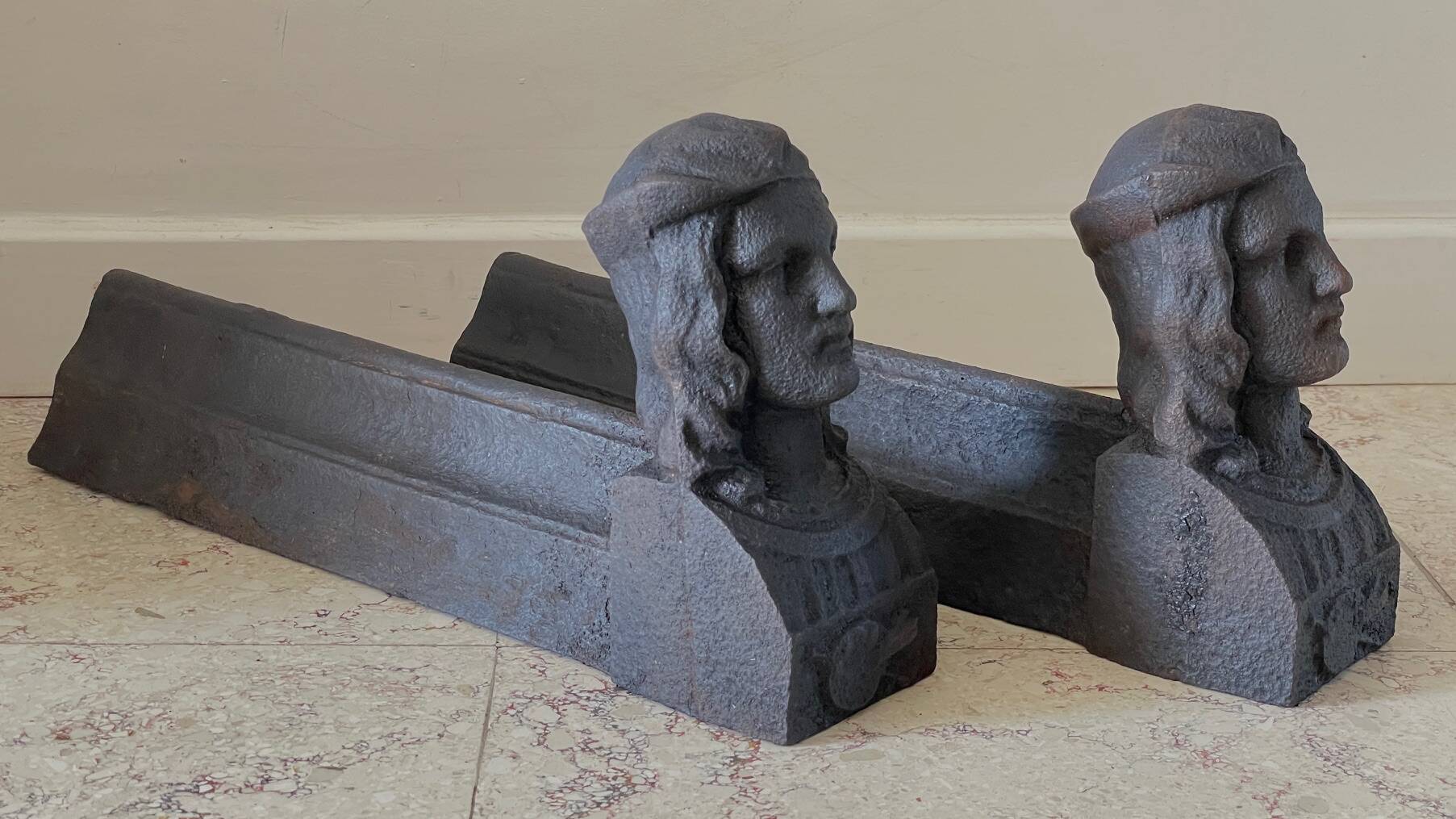 Chenets antique cast iron vintage