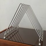 Vintage stainless steel vinyl rack from the 60s and 70s