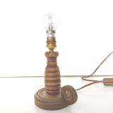 Turned wooden candlestick lamp