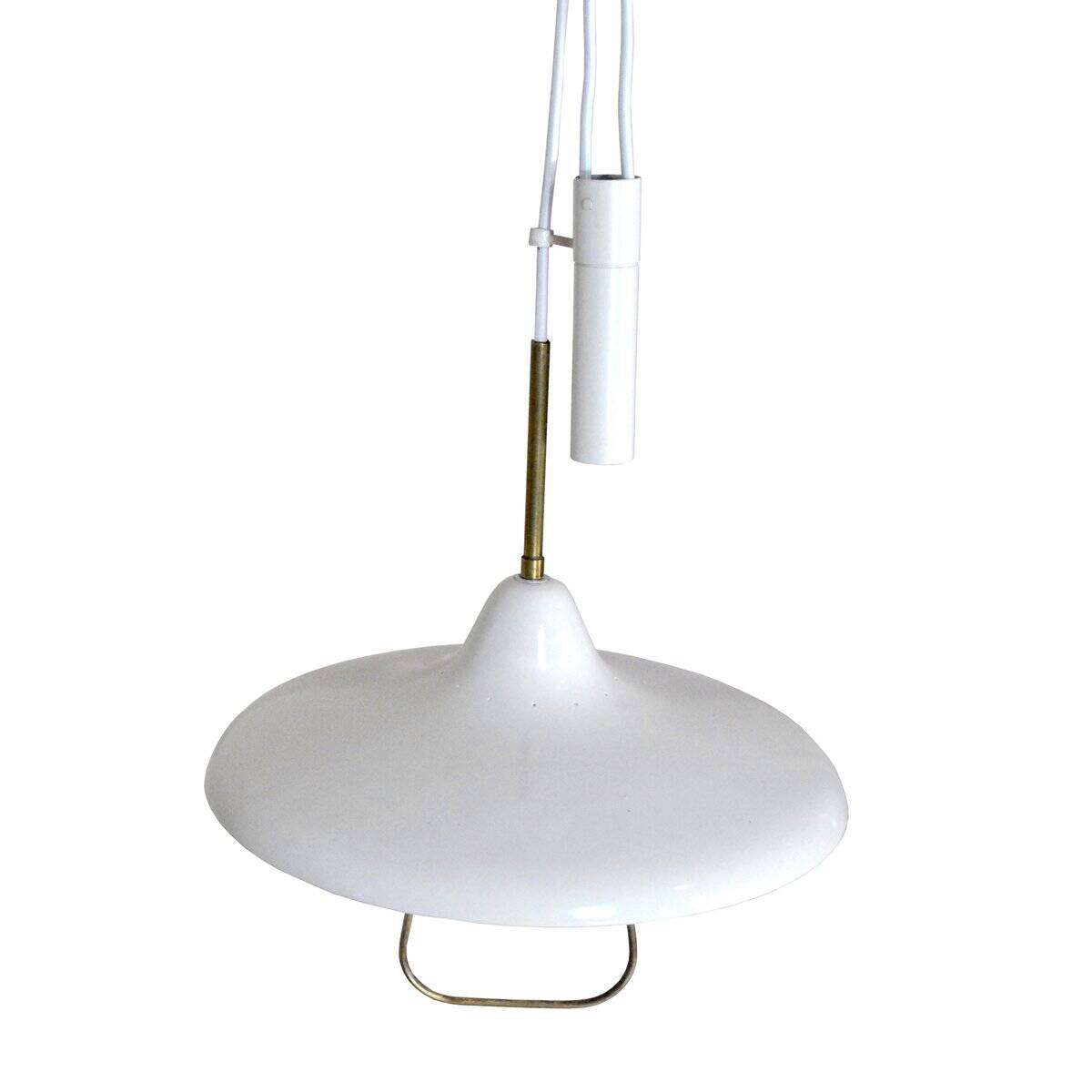 White lacquered iron ceiling lamp attributed to Stilnovo, 1960s.