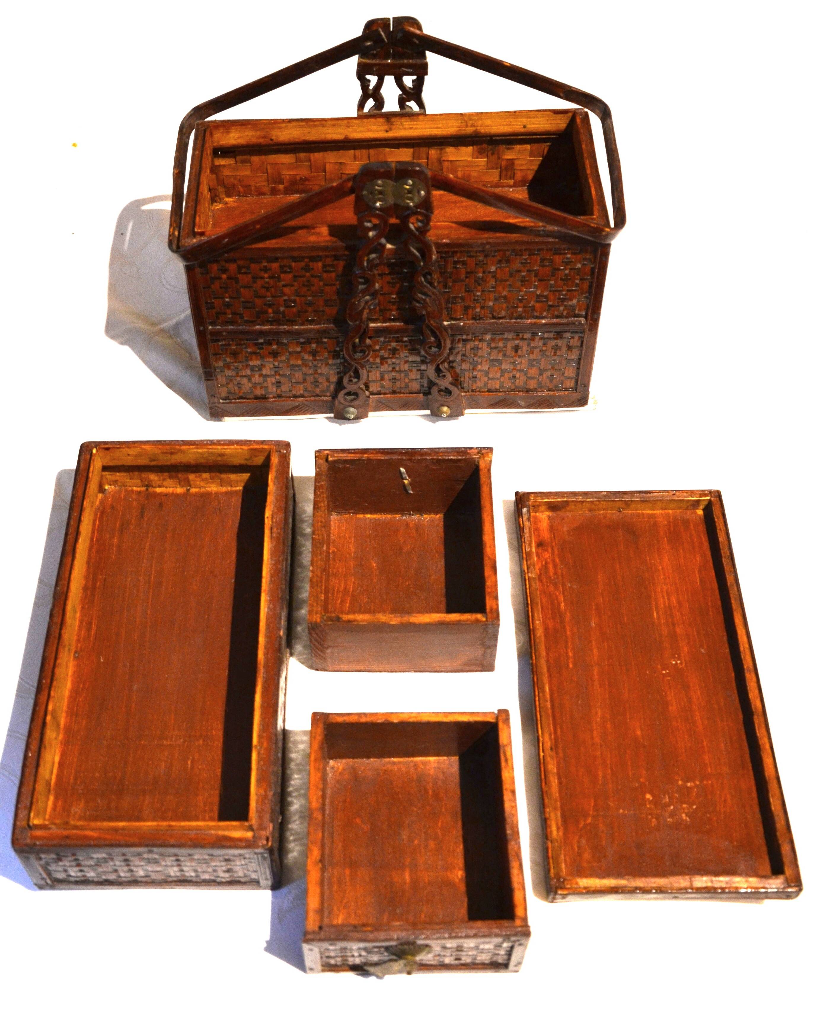 Rattan picnic basket, 20th century