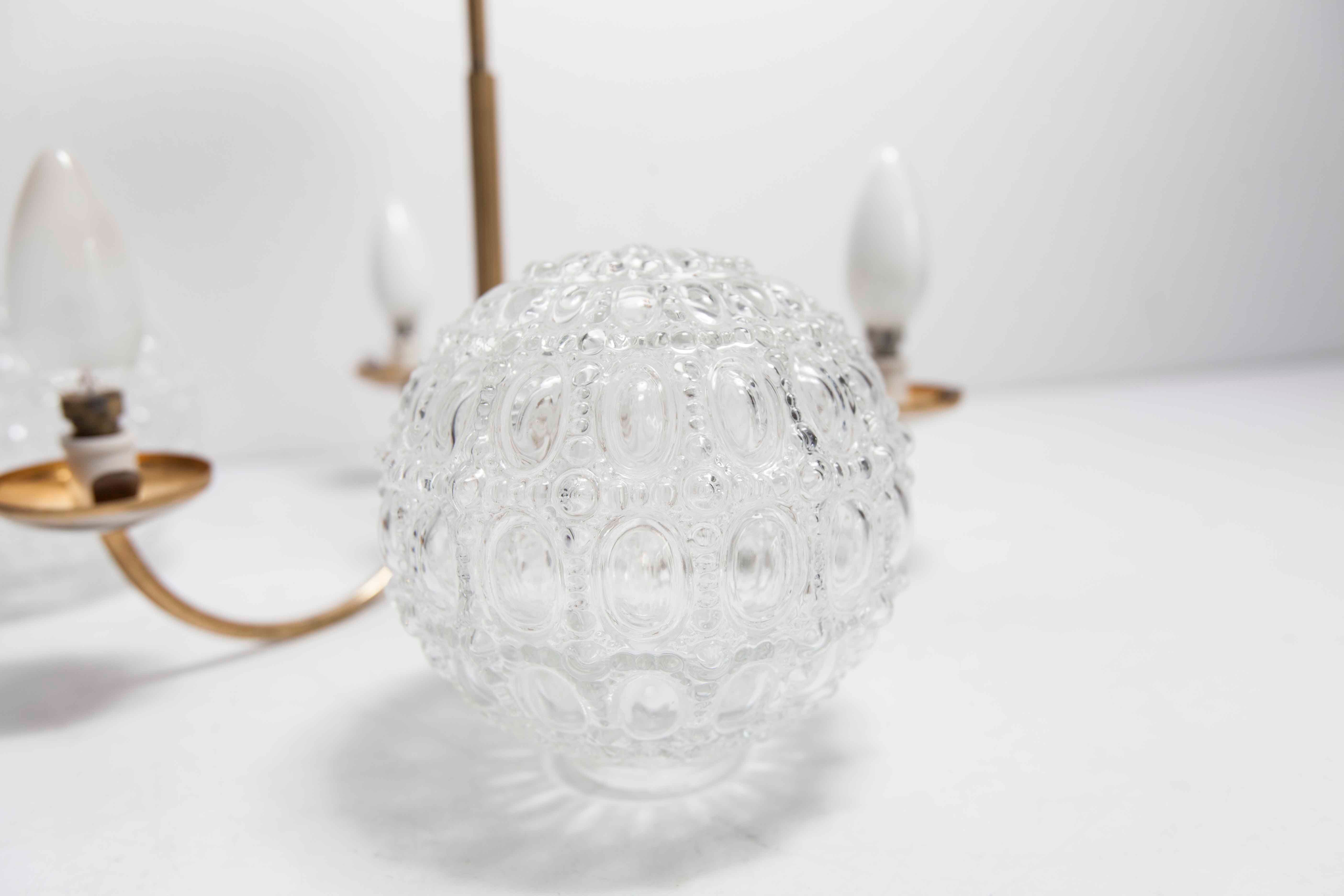 Brass ceiling and glass 3 balls 1960