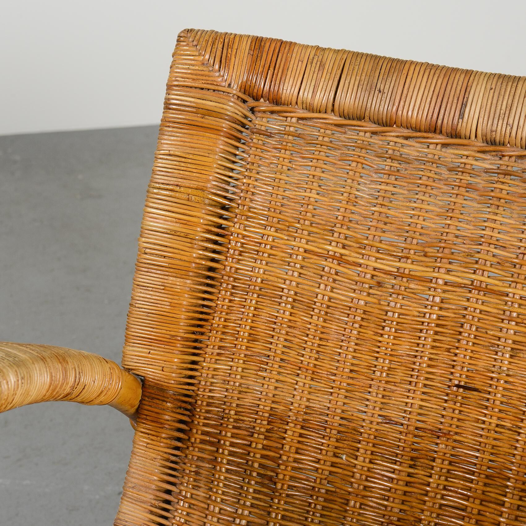 Pair of bamboo and rattan armchairs from the 1950s