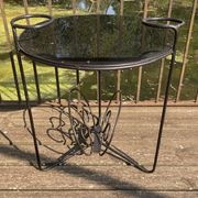 Nice scandinavian design coffee table in metal and glass 1950.