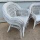 White rattan lounge set 2 armchairs and 1 bench 1 vintage coffee table from the 70s
