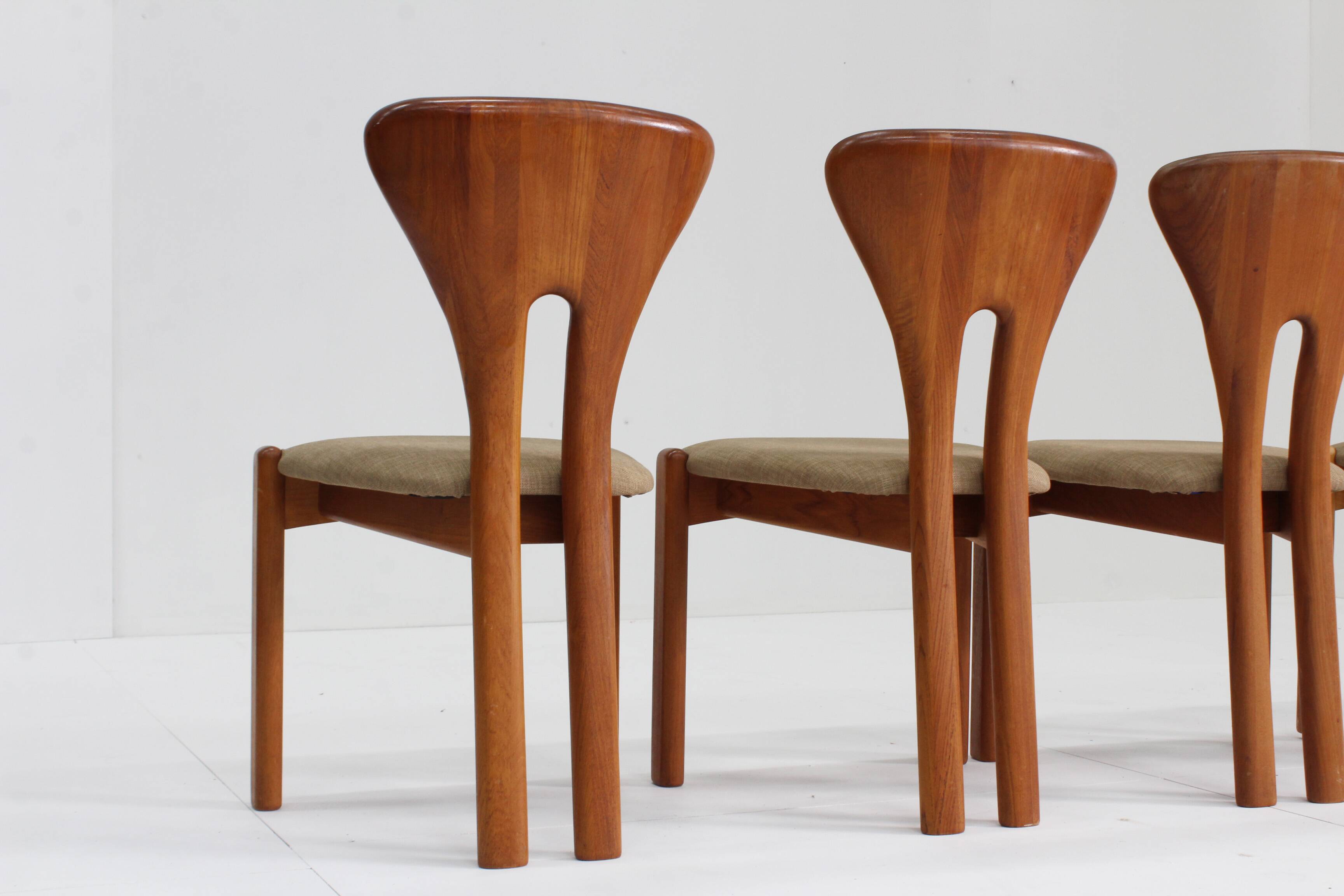 Vintage Danish Mid century teak Dining Chairs solid wood , Set of 4