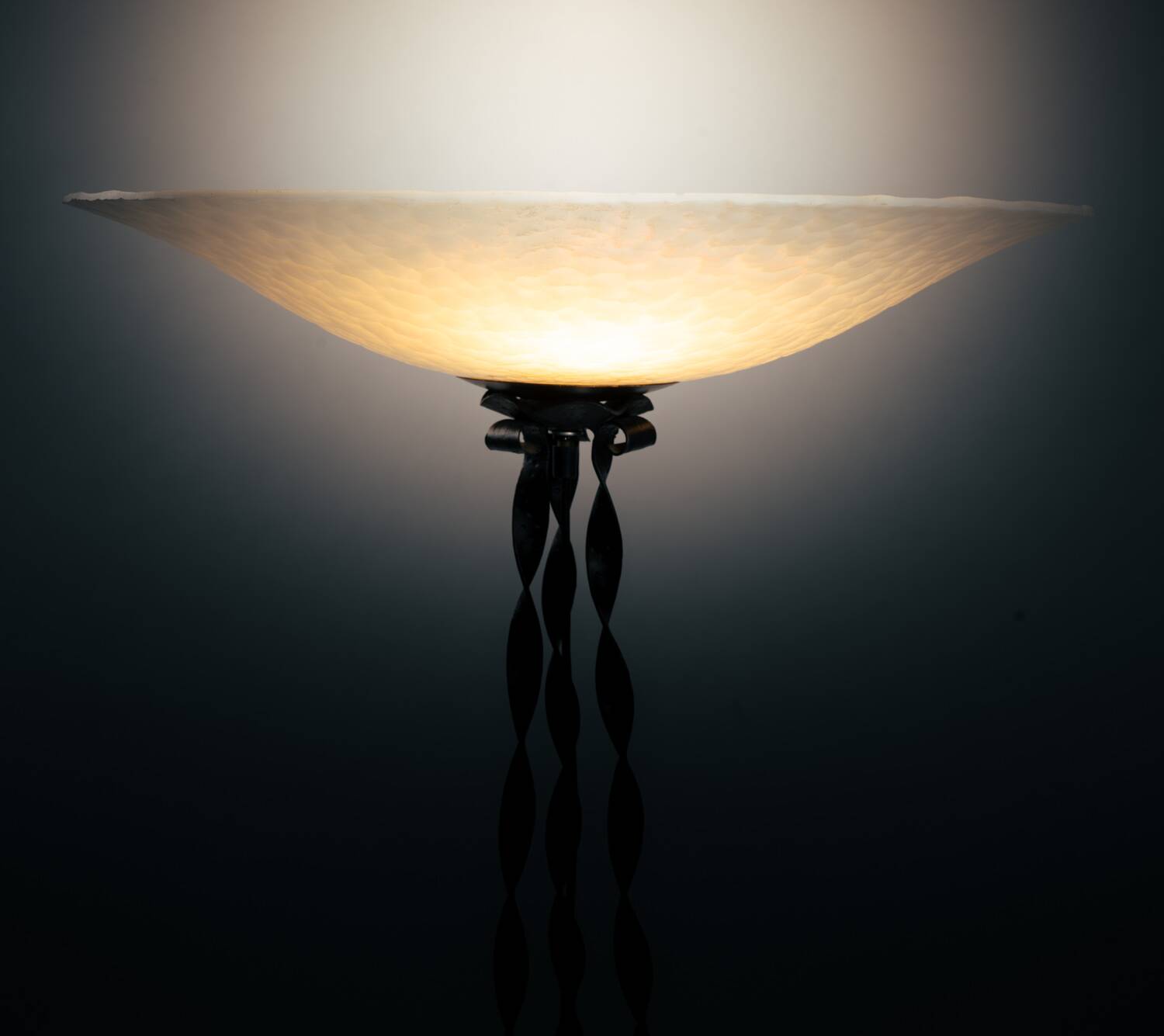 wrought iron glass opaline floor lamp, Art Deco, 1930s