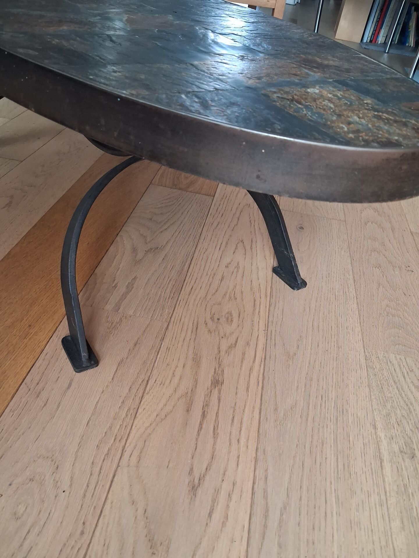 Vintage coffee table in stone and metal