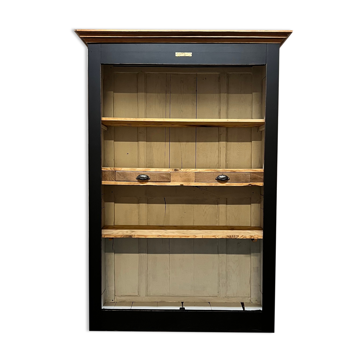Patinated chestnut cabinet bookcase