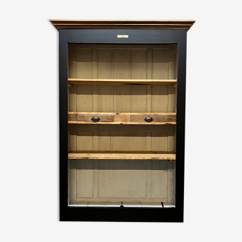 Patinated chestnut cabinet bookcase