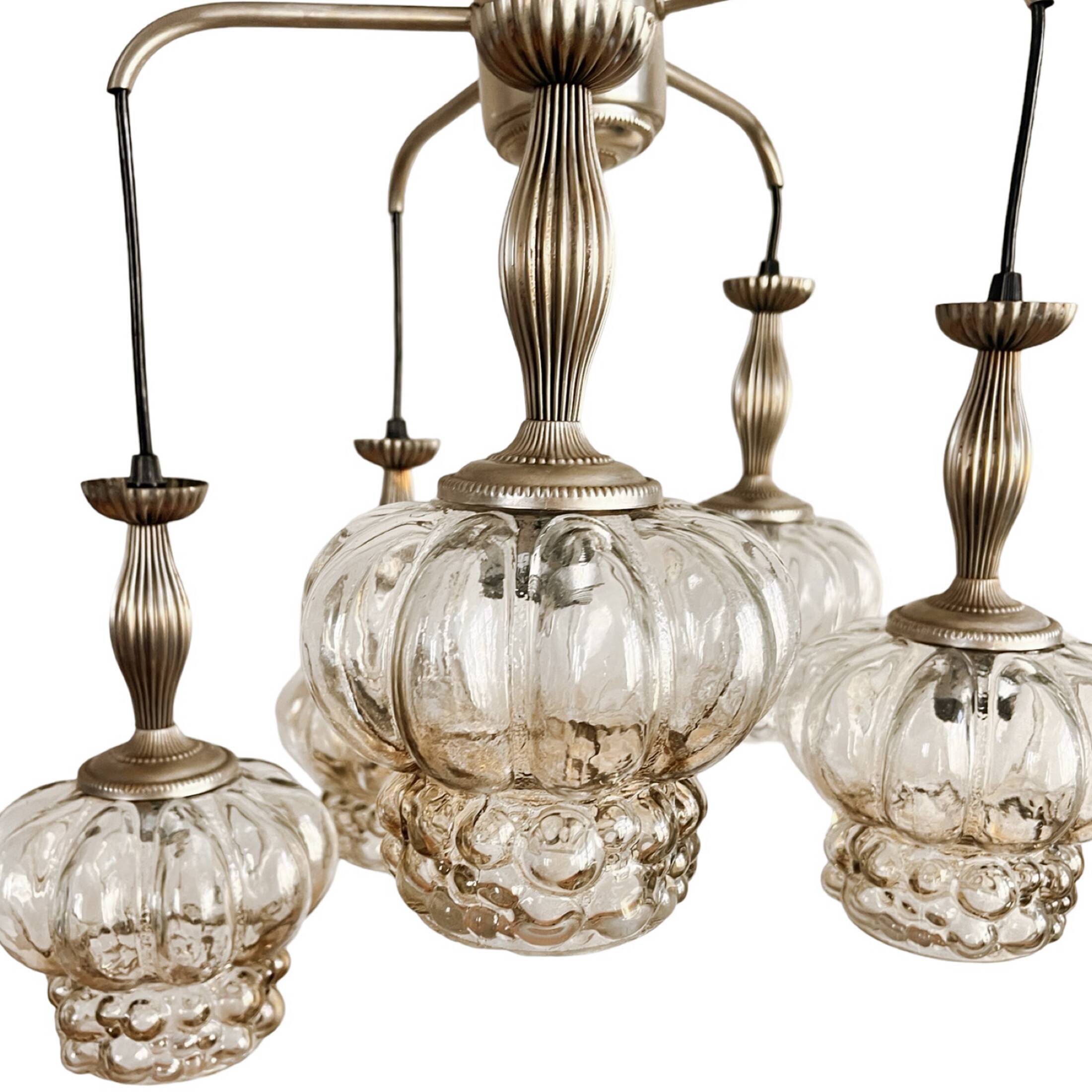 Mid-century modern cascade chandelier veb narva leuchten, germany, 1970s.