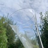 Set of 12 large vintage champagne flutes - frosted glass plant decor