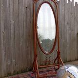 Vintage rattan psyche mirror