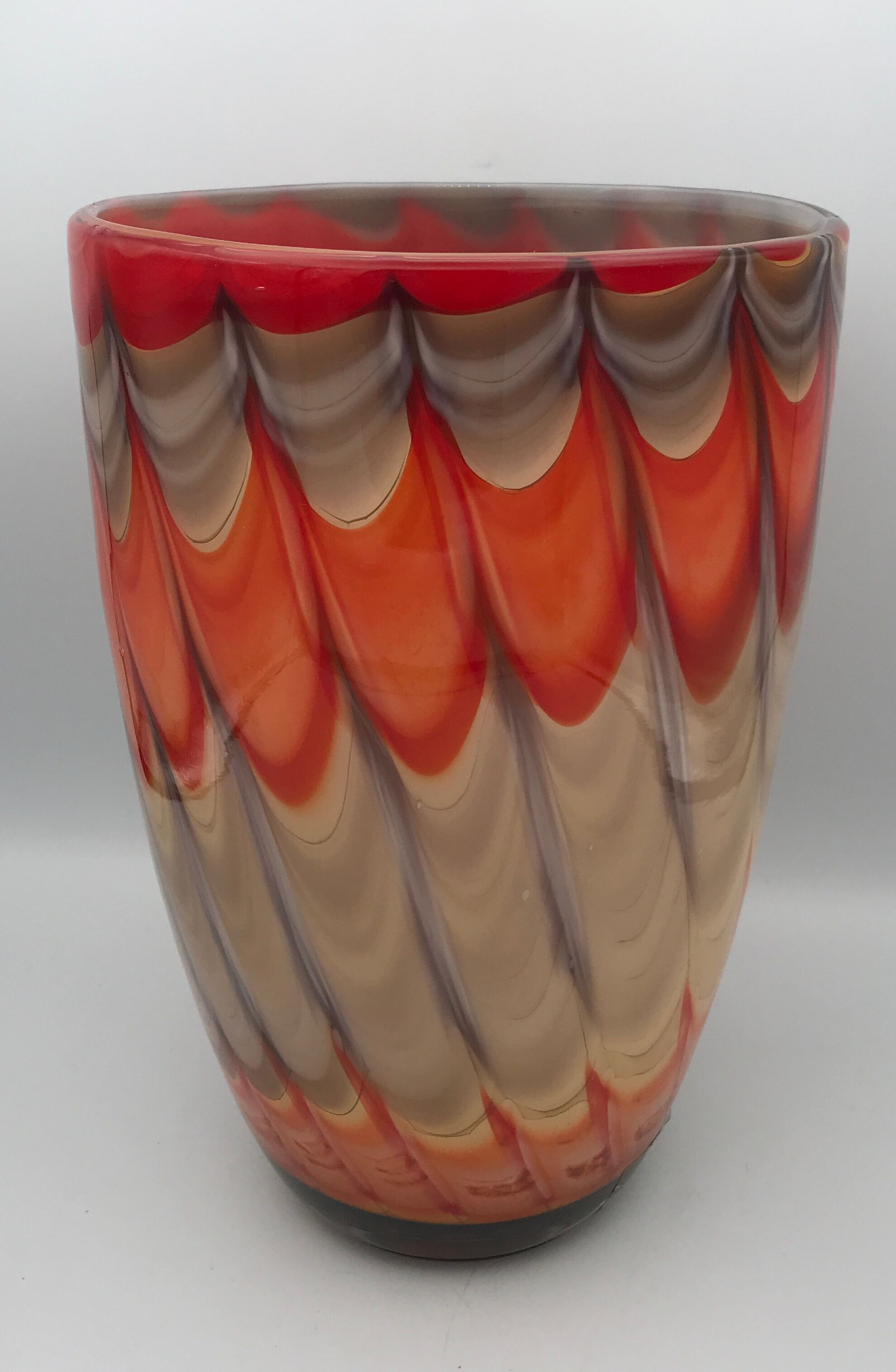 Vase in art verrerie blown glass polychrome mouth 24.5 cm