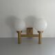 Double opal glass and heavy brass, large minimalist cinema wall light, 1960s, Germany