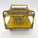 Vintage industrial coffee or side table on wheels