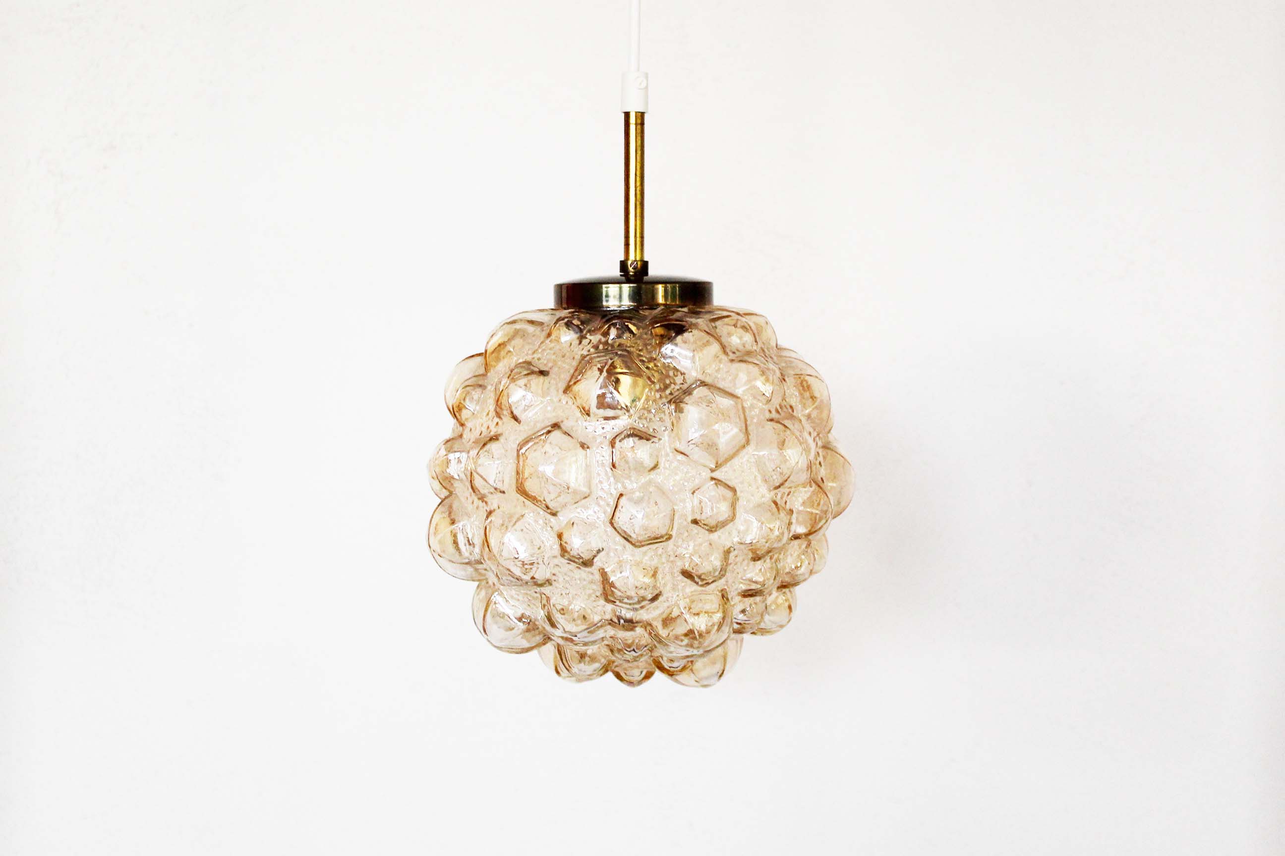 Amber bubble glass pendant light by Helena Tynell for Glashutte Limburg